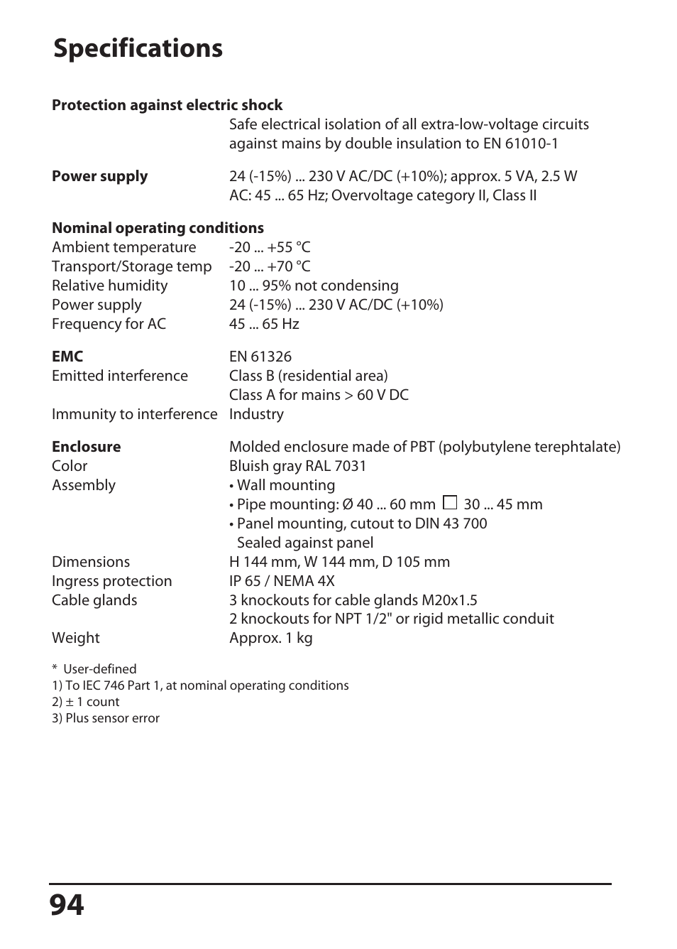 Specifications | Hach-Lange SI794 D tr User Manual User Manual | Page 94 / 108