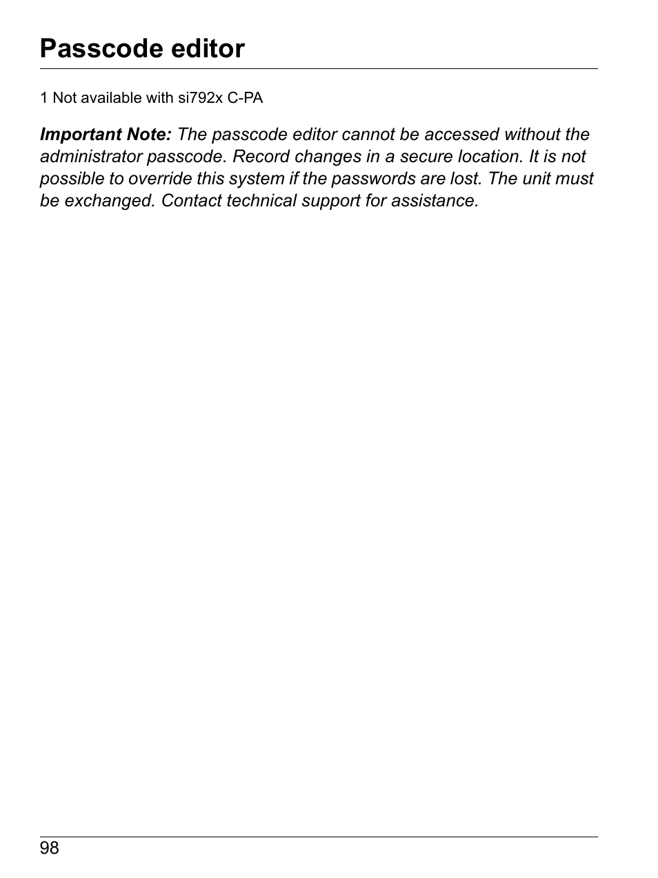 Passcode editor | Hach-Lange SI792 C, SI792x C, SI792x C-FF, SI792x C-PA User Manual User Manual | Page 100 / 104