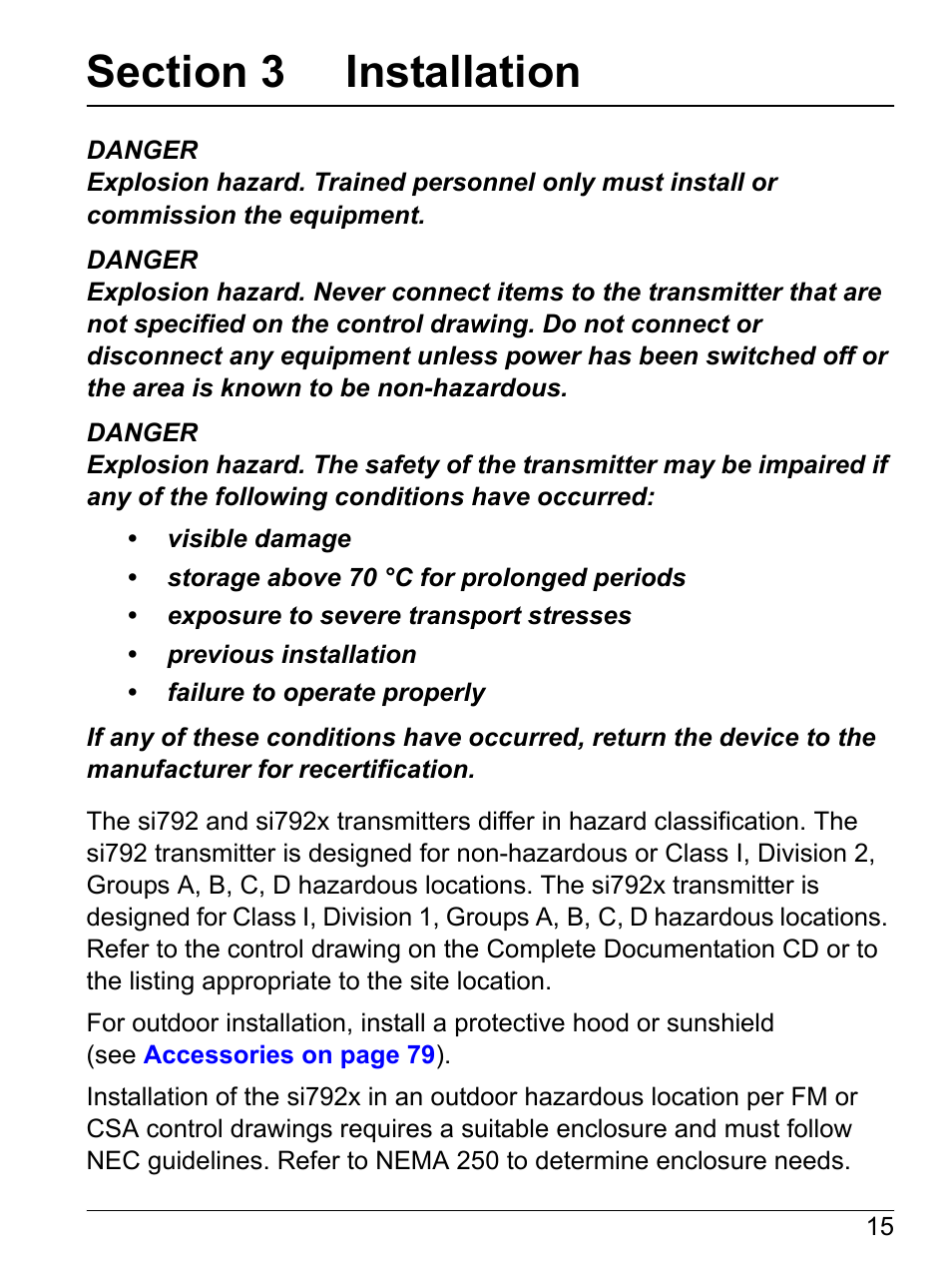 Section 3 installation | Hach-Lange SI792 C, SI792x C, SI792x C-FF, SI792x C-PA User Manual User Manual | Page 17 / 104