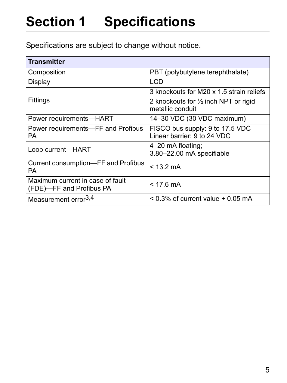 Section 1 specifications | Hach-Lange SI792 C, SI792x C, SI792x C-FF, SI792x C-PA User Manual User Manual | Page 7 / 104