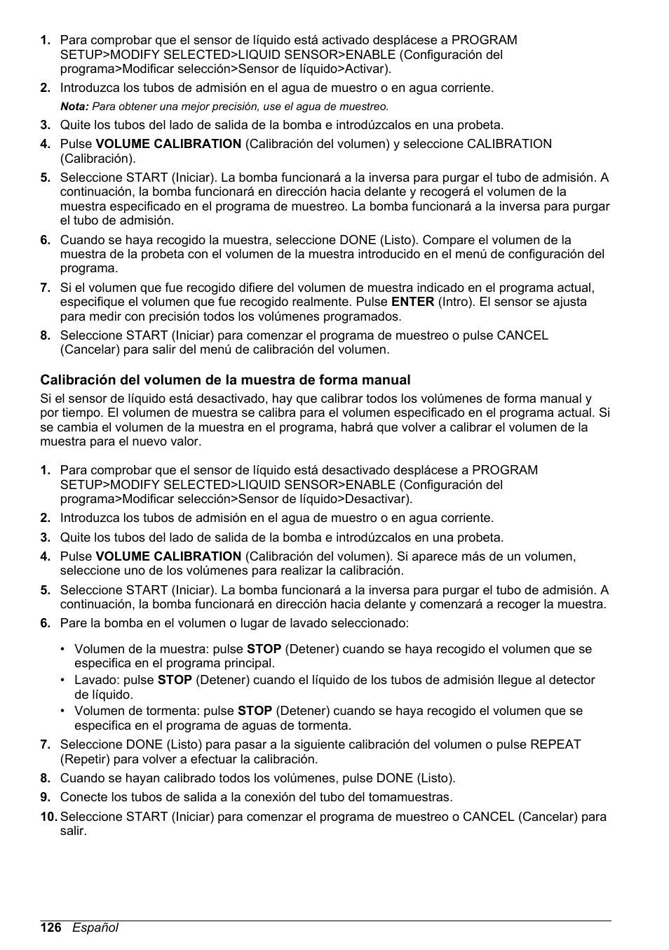Calibración del volumen de, La muestra de forma manual | Hach-Lange SD900 Basic User Manual User Manual | Page 126 / 390