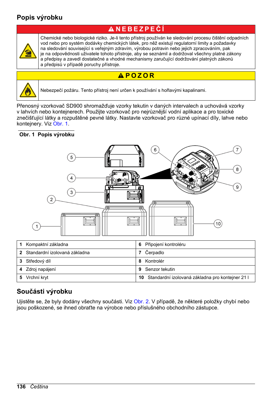 Popis výrobku, Součásti výrobku | Hach-Lange SD900 Basic User Manual User Manual | Page 136 / 390