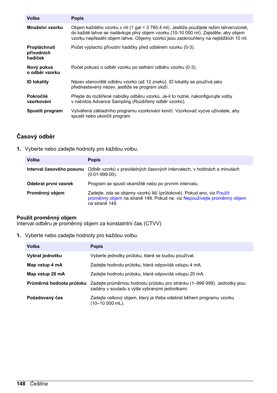 Časový odběr, Použít proměnný objem, Časový – viz | Hach-Lange SD900 Basic User Manual User Manual | Page 148 / 390