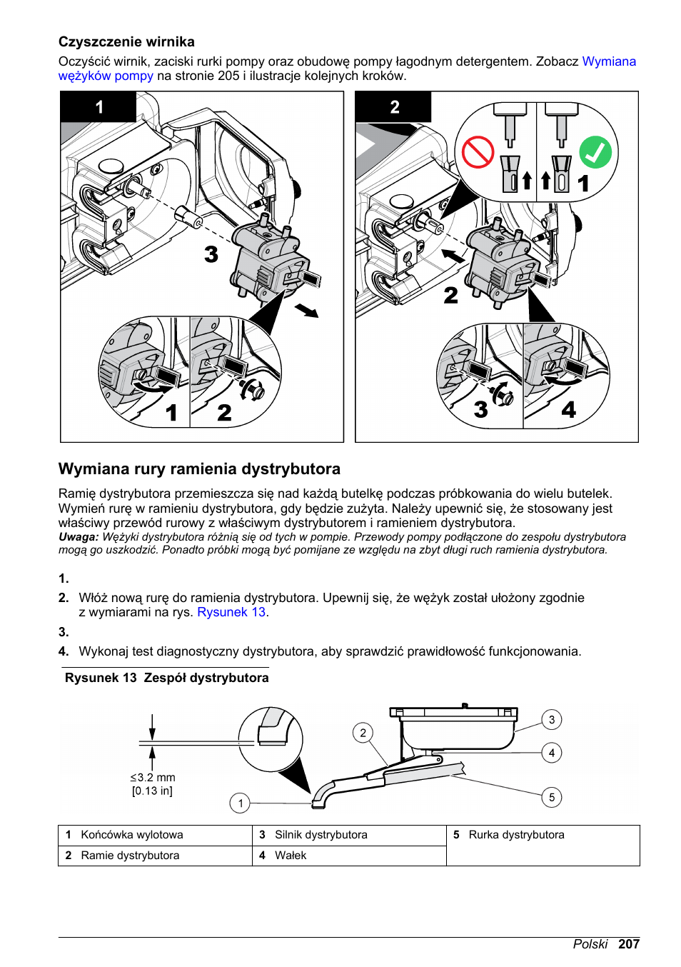 Czyszczenie wirnika, Wymiana rury ramienia dystrybutora | Hach-Lange SD900 Basic User Manual User Manual | Page 207 / 390