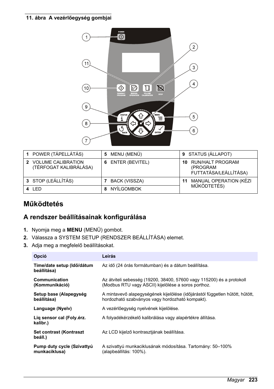 Működtetés, A rendszer beállításainak konfigurálása, 223 oldalon | Hach-Lange SD900 Basic User Manual User Manual | Page 223 / 390