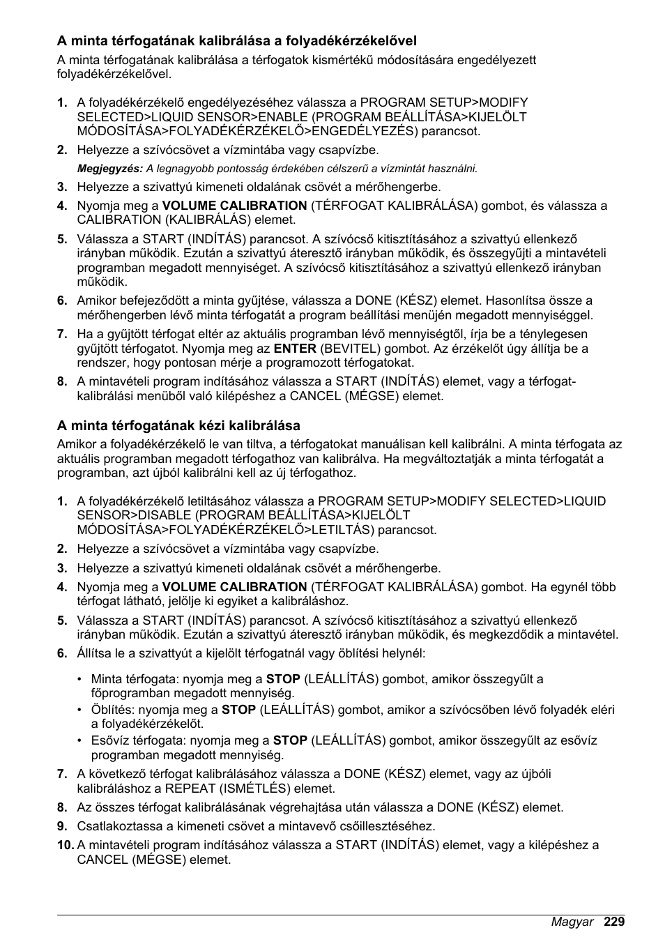 A minta térfogatának kézi kalibrálása | Hach-Lange SD900 Basic User Manual User Manual | Page 229 / 390