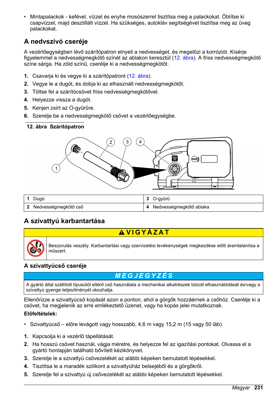 A nedvszívó cseréje, A szivattyú karbantartása, A szivattyúcső cseréje | Hach-Lange SD900 Basic User Manual User Manual | Page 231 / 390