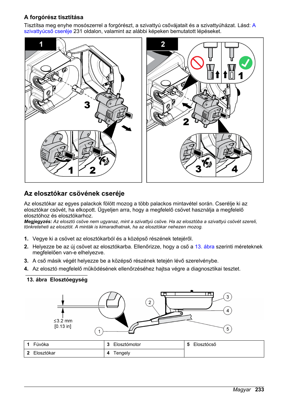 A forgórész tisztítása, Az elosztókar csövének cseréje | Hach-Lange SD900 Basic User Manual User Manual | Page 233 / 390