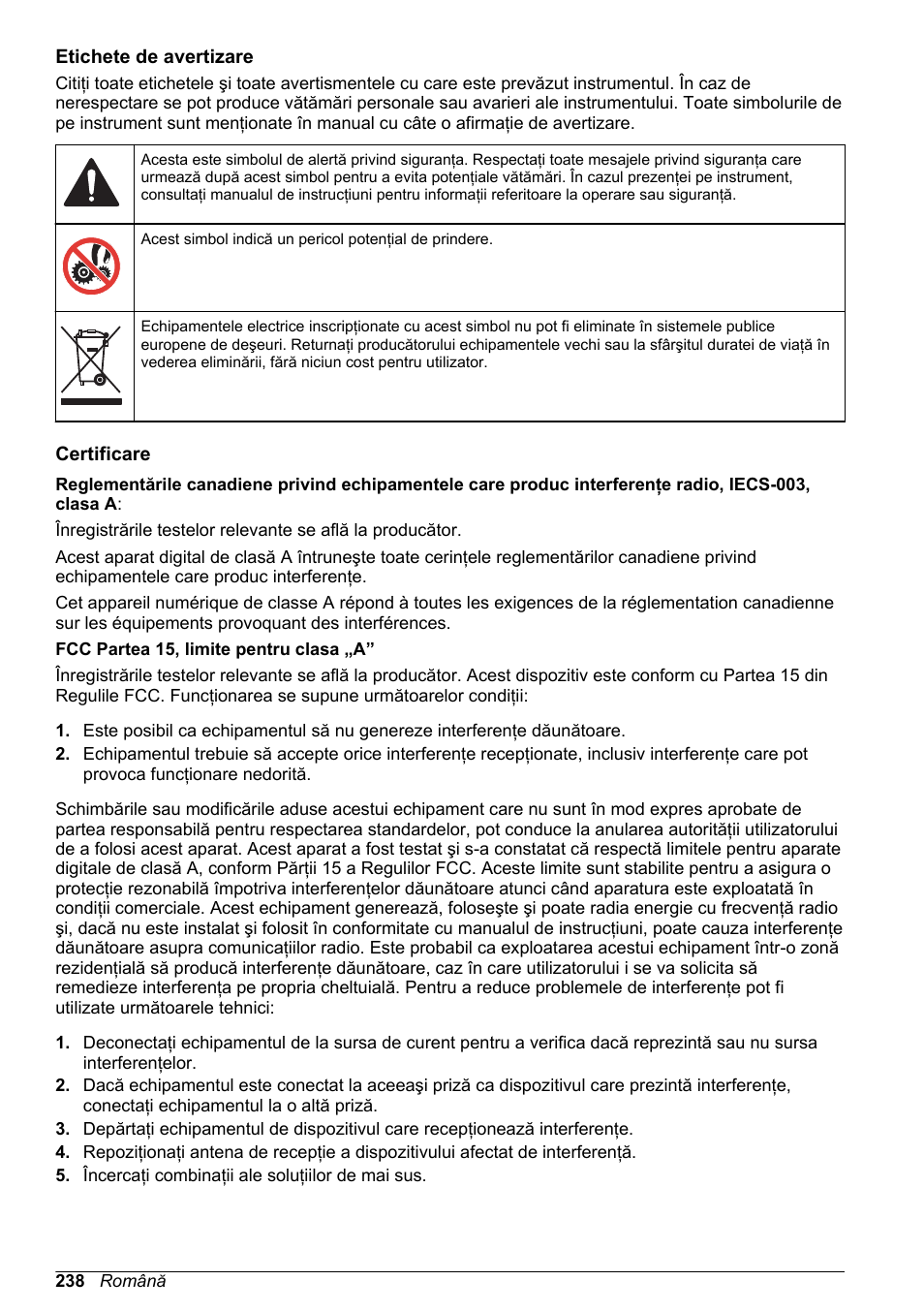 Etichete de avertizare, Certificare | Hach-Lange SD900 Basic User Manual User Manual | Page 238 / 390