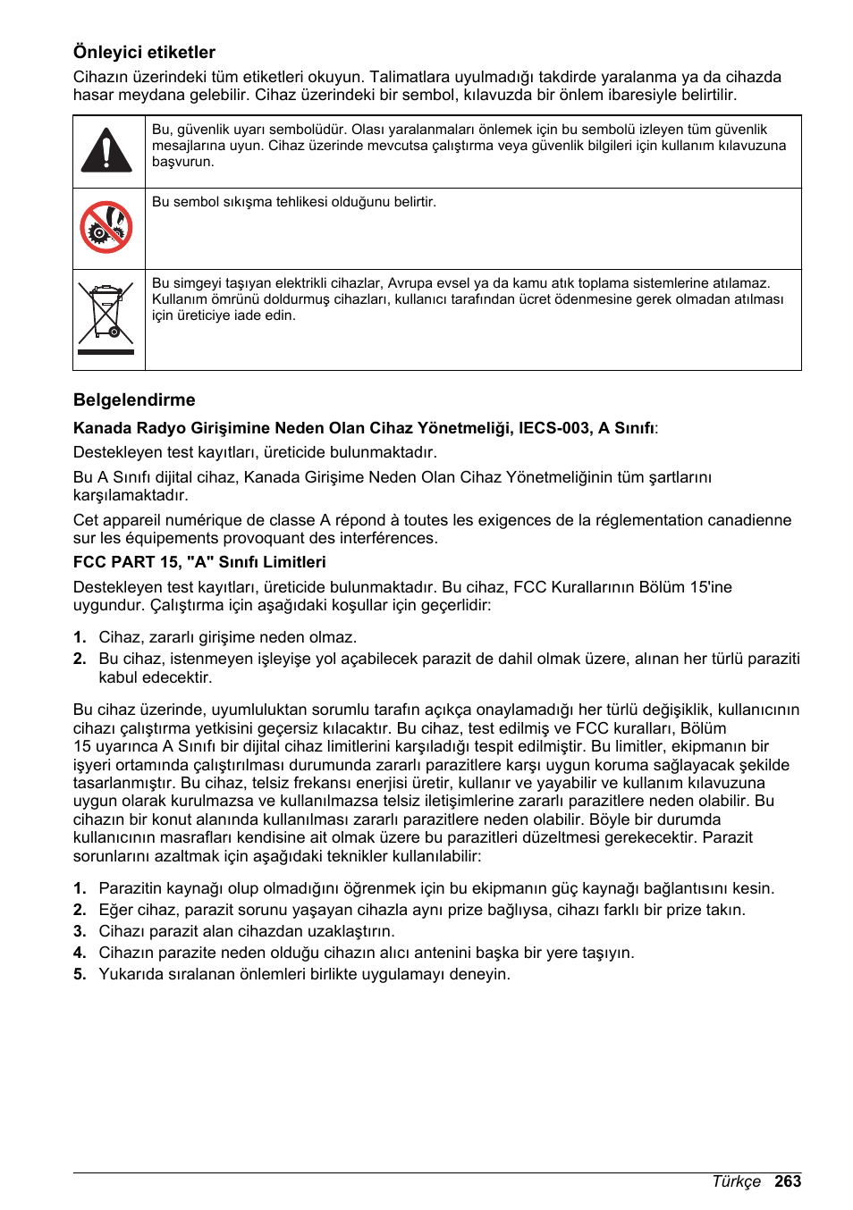 Önleyici etiketler, Belgelendirme | Hach-Lange SD900 Basic User Manual User Manual | Page 263 / 390