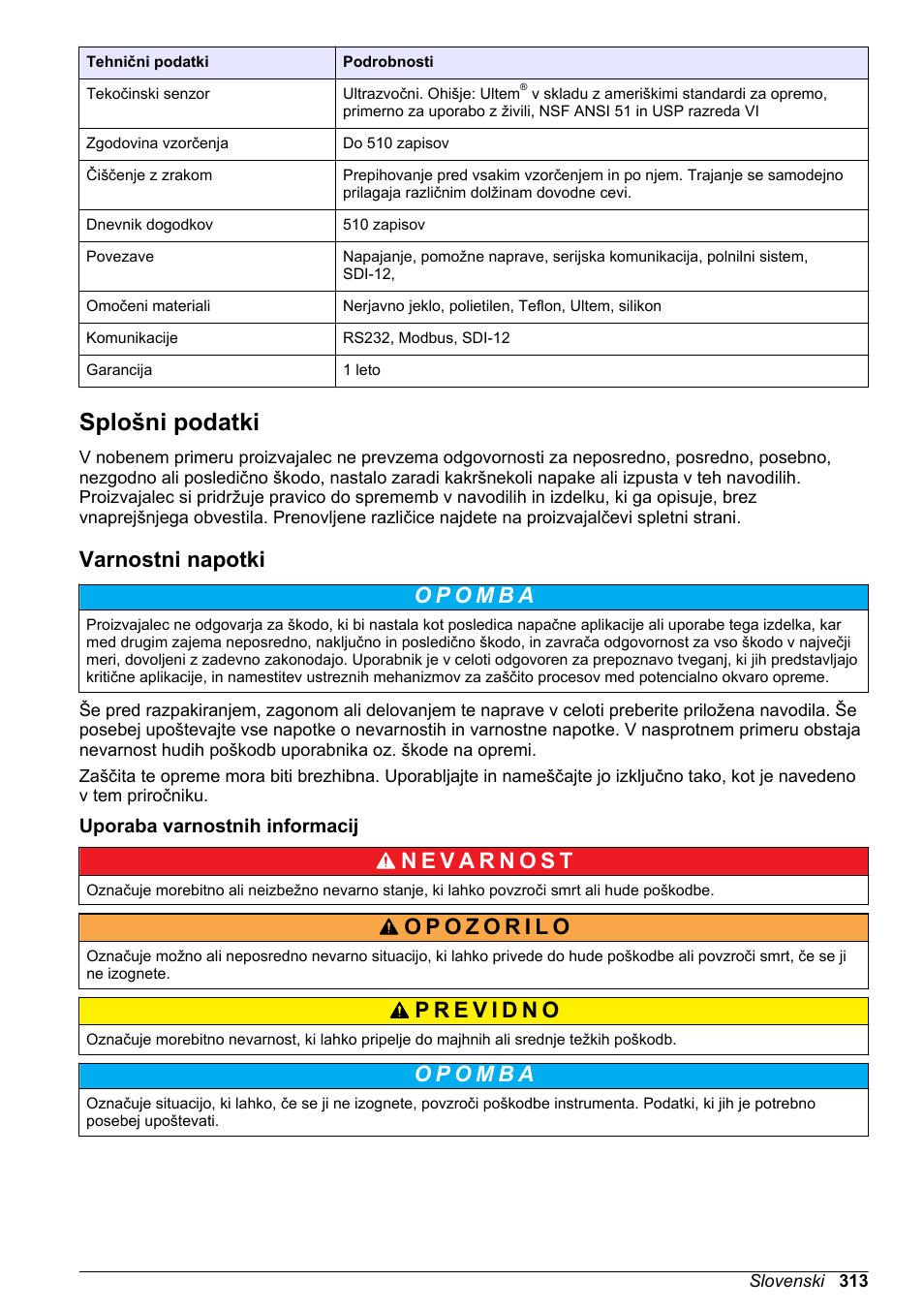 Splošni podatki, Varnostni napotki, Uporaba varnostnih informacij | Hach-Lange SD900 Basic User Manual User Manual | Page 313 / 390