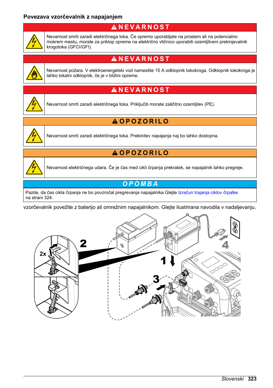 Povezava vzorčevalnik z napajanjem | Hach-Lange SD900 Basic User Manual User Manual | Page 323 / 390