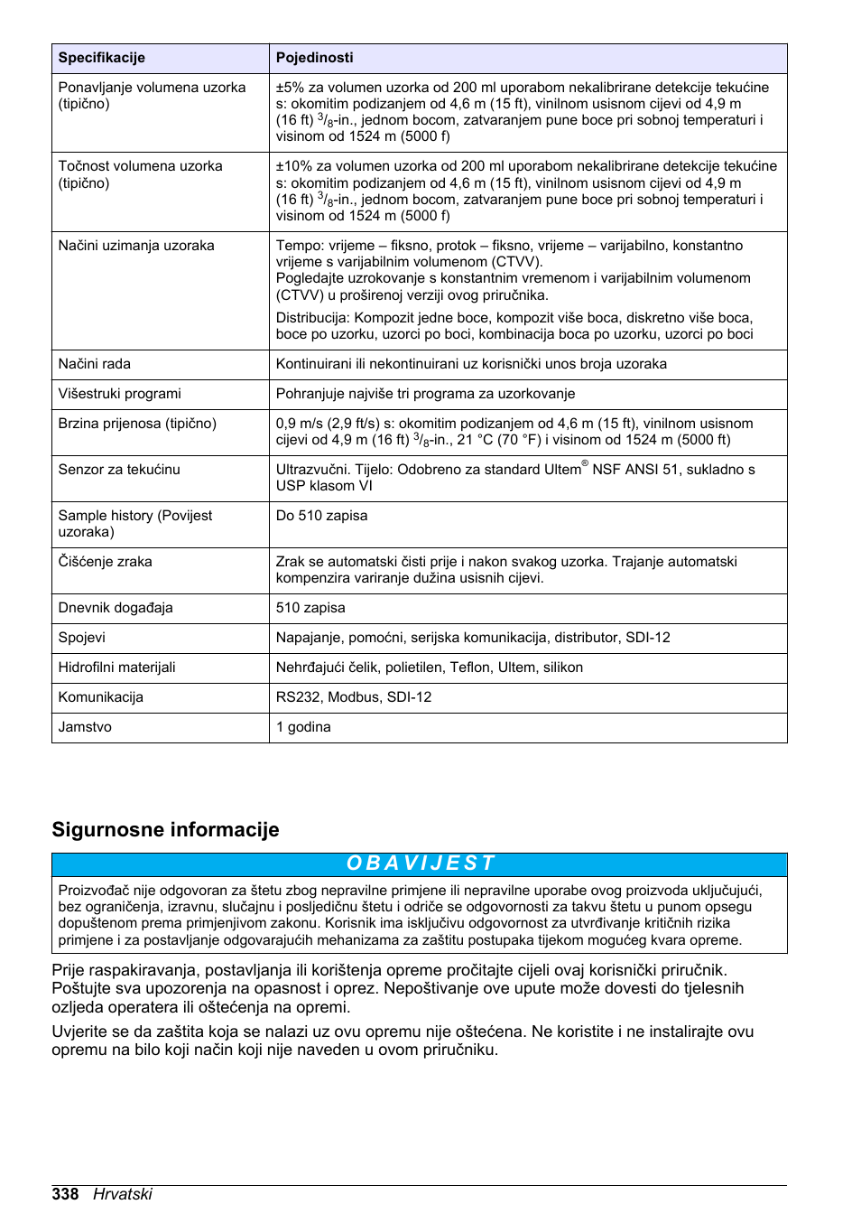 Sigurnosne informacije, Stranica 338 | Hach-Lange SD900 Basic User Manual User Manual | Page 338 / 390