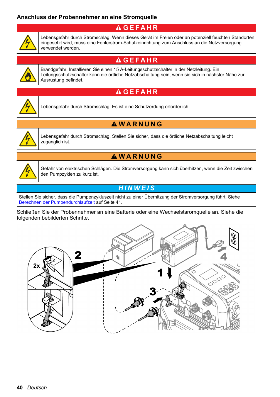 Anschluss der probennehmer an eine stromquelle | Hach-Lange SD900 Basic User Manual User Manual | Page 40 / 390