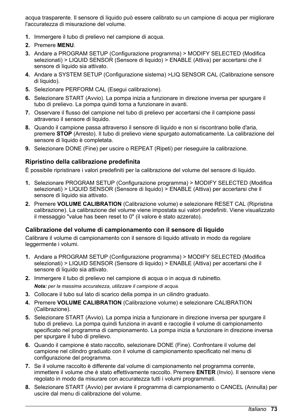 Ripristino della calibrazione predefinita | Hach-Lange SD900 Basic User Manual User Manual | Page 73 / 390