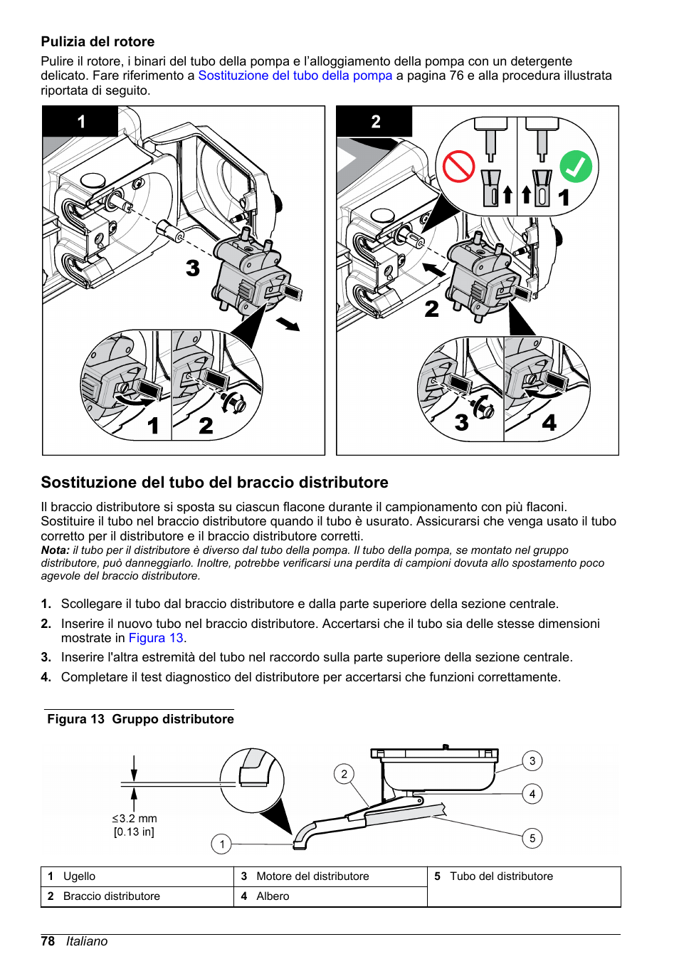 Pulizia del rotore, Sostituzione del tubo del braccio distributore | Hach-Lange SD900 Basic User Manual User Manual | Page 78 / 390