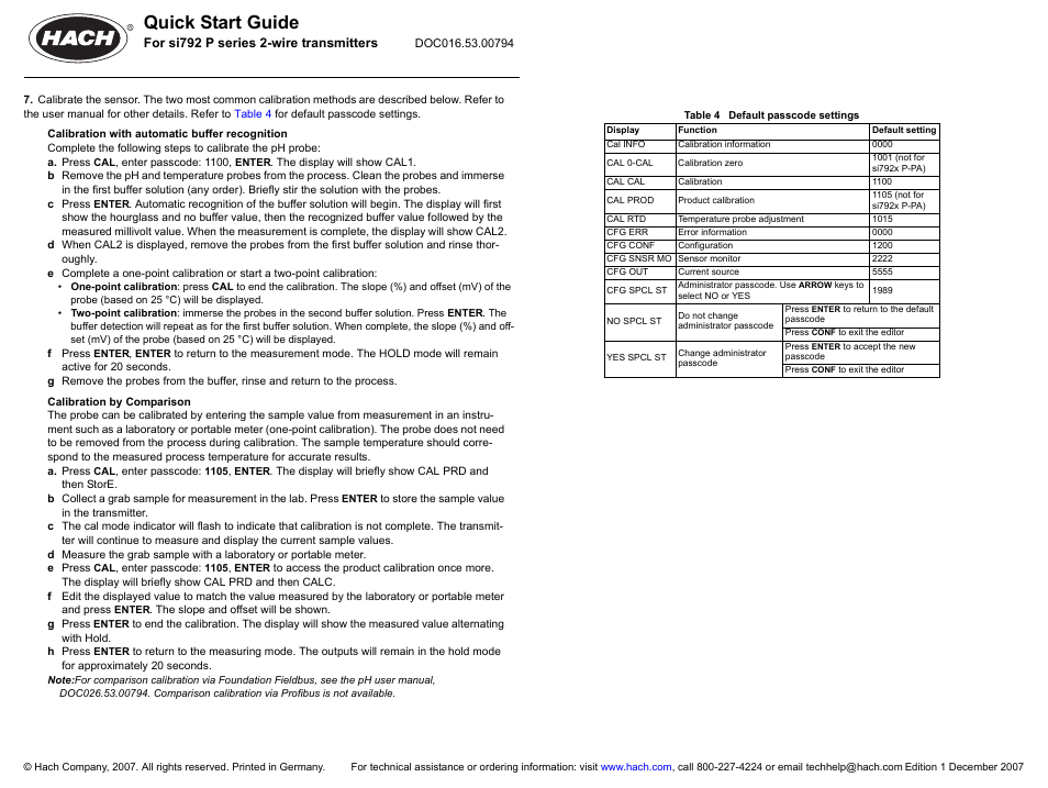 Quick start guide | Hach-Lange SI792 P series Quick Start Guide User Manual | Page 2 / 2