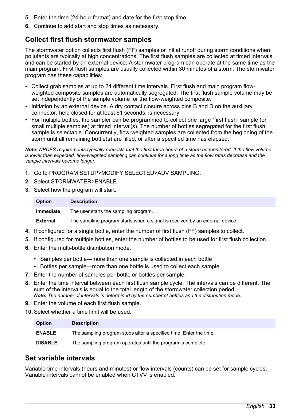 Collect first flush stormwater samples, Set variable intervals | Hach-Lange SD900 User Manual User Manual | Page 35 / 50