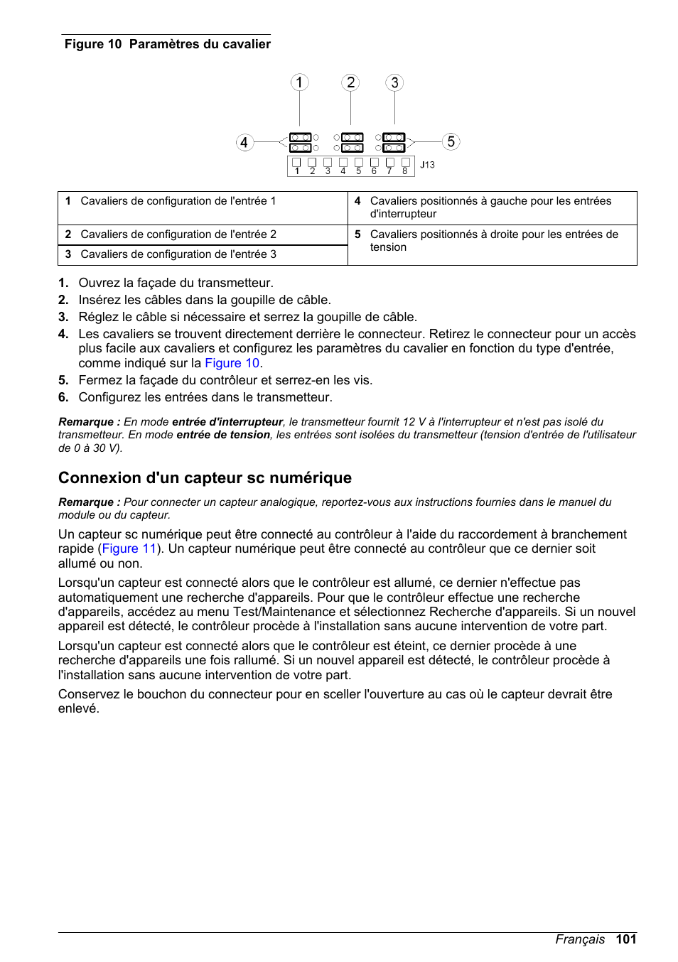 Connexion d'un capteur sc numérique, Reportez-vous à, Figure 10 | Hach-Lange SC 200 Basic User Manual User Manual | Page 101 / 638