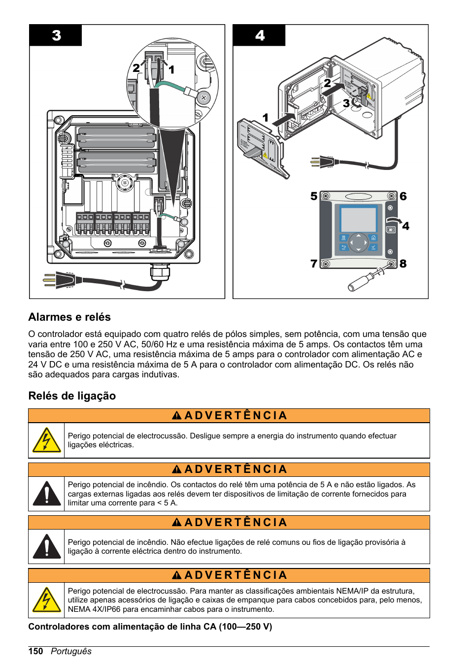 Alarmes e relés, Relés de ligação | Hach-Lange SC 200 Basic User Manual User Manual | Page 150 / 638