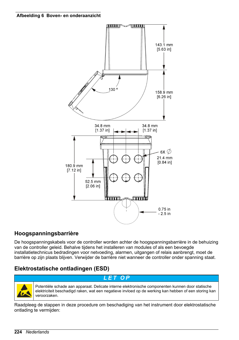 Hoogspanningsbarrière, Elektrostatische ontladingen (esd), Afbeelding 6 | Hach-Lange SC 200 Basic User Manual User Manual | Page 224 / 638