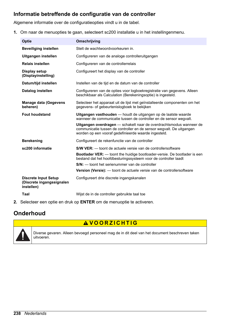 Onderhoud | Hach-Lange SC 200 Basic User Manual User Manual | Page 238 / 638