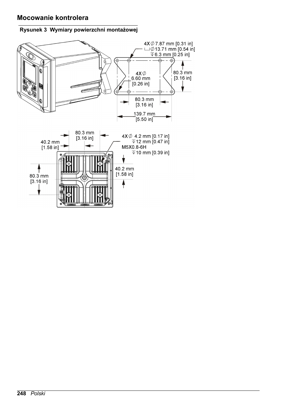 Mocowanie kontrolera, Rysunek 3 | Hach-Lange SC 200 Basic User Manual User Manual | Page 248 / 638