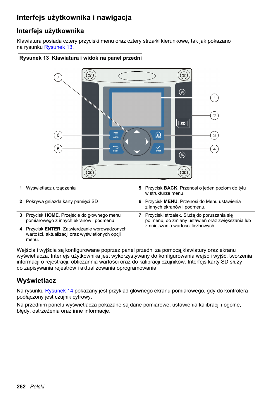 Interfejs użytkownika i nawigacja, Interfejs użytkownika, Wyświetlacz | Na stronie | Hach-Lange SC 200 Basic User Manual User Manual | Page 262 / 638