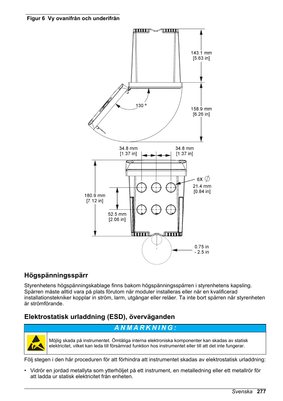 Högspänningsspärr, Elektrostatisk urladdning (esd), överväganden, 276och | Figur 6, På sidan 277 | Hach-Lange SC 200 Basic User Manual User Manual | Page 277 / 638