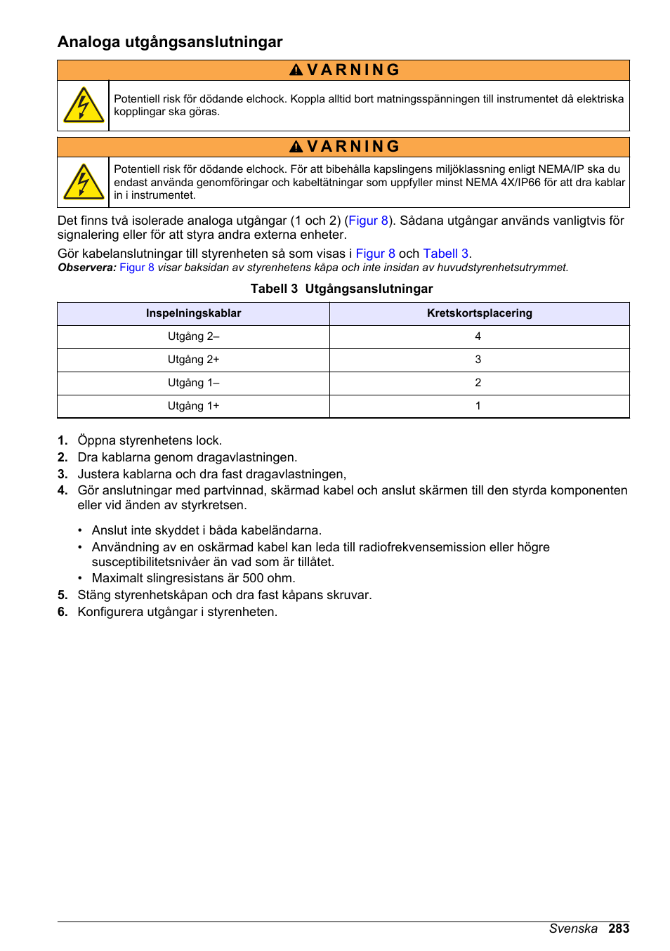 Analoga utgångsanslutningar | Hach-Lange SC 200 Basic User Manual User Manual | Page 283 / 638
