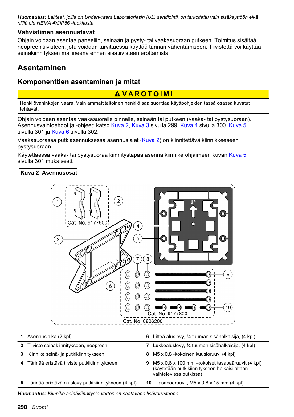 Vahvistimen asennustavat, Asentaminen, Komponenttien asentaminen ja mitat | Sivulla | Hach-Lange SC 200 Basic User Manual User Manual | Page 298 / 638