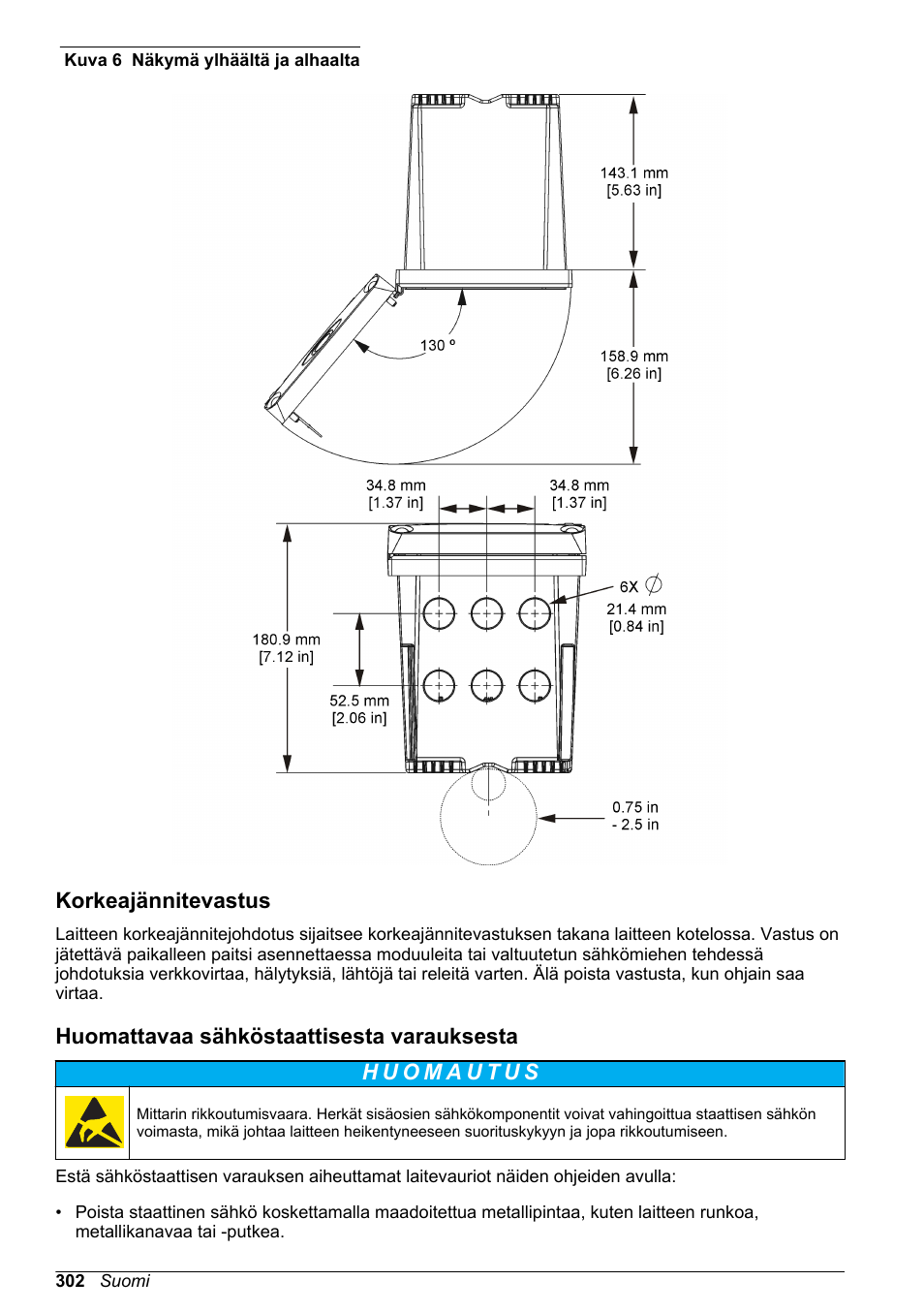 Korkeajännitevastus, Huomattavaa sähköstaattisesta varauksesta, 301 ja | Kuva 6, Sivulla | Hach-Lange SC 200 Basic User Manual User Manual | Page 302 / 638