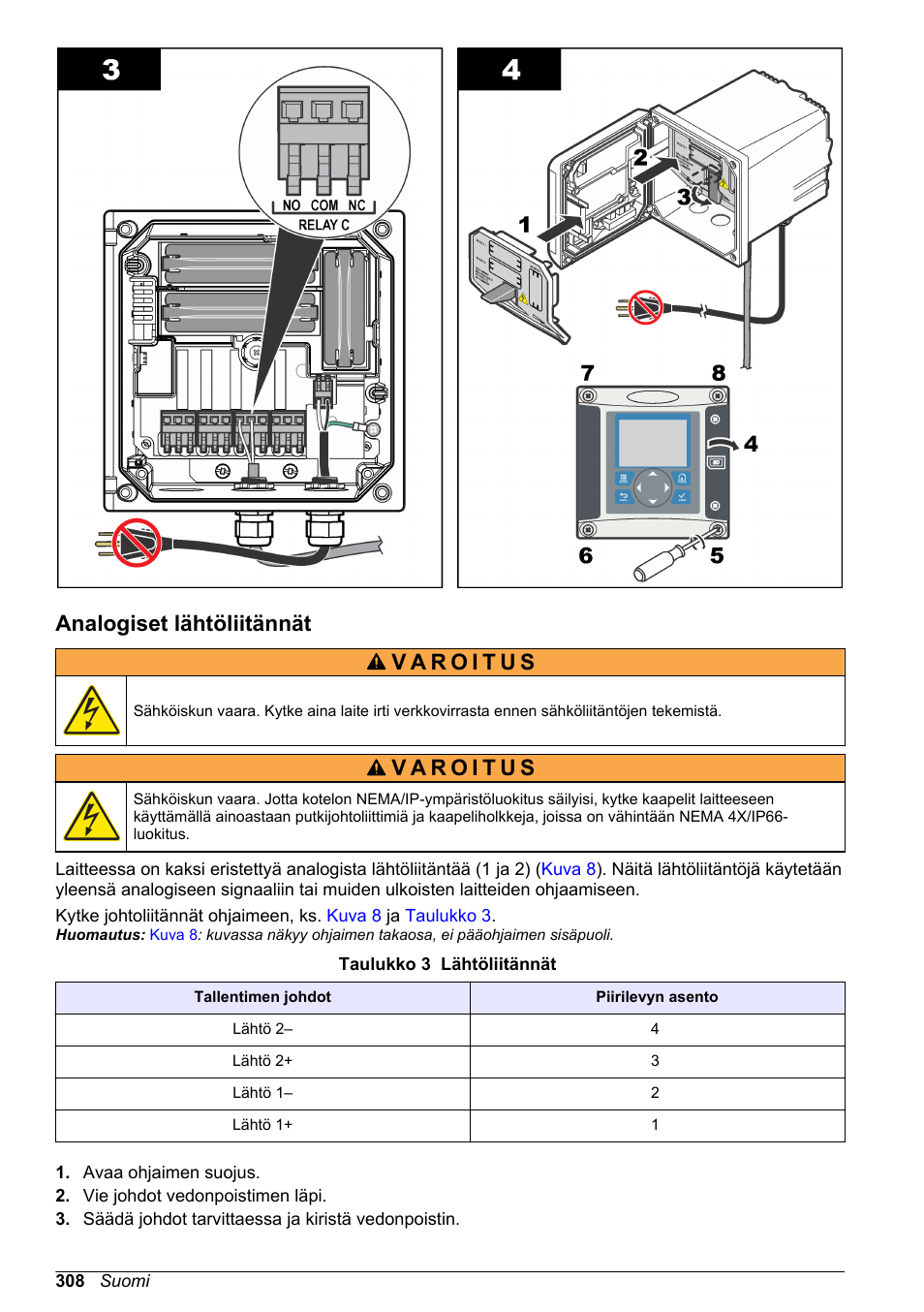 Analogiset lähtöliitännät | Hach-Lange SC 200 Basic User Manual User Manual | Page 308 / 638