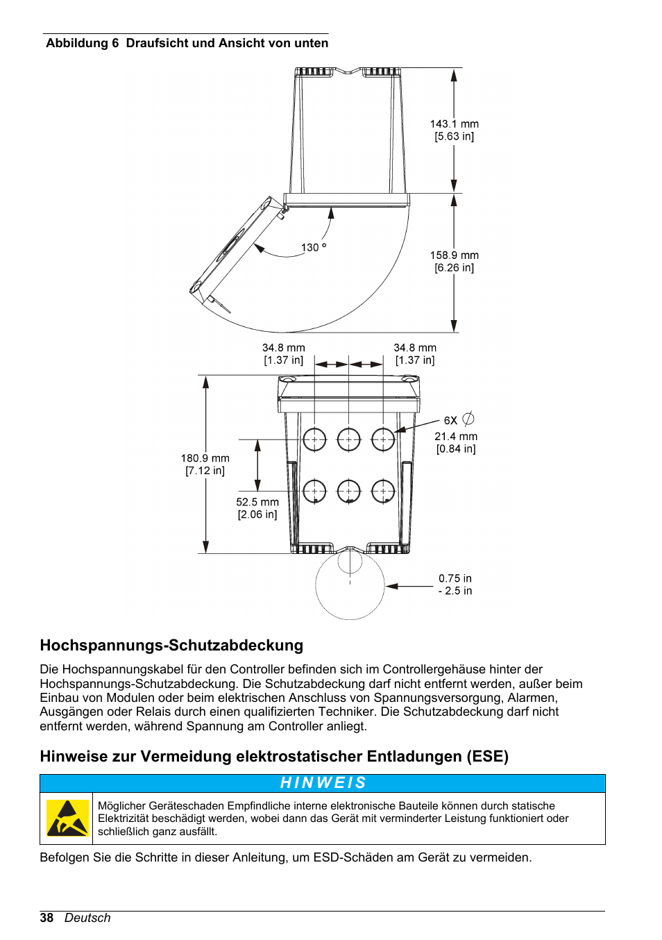 Hochspannungs-schutzabdeckung, Abbildung 6, Auf seite 38 | Hach-Lange SC 200 Basic User Manual User Manual | Page 38 / 638