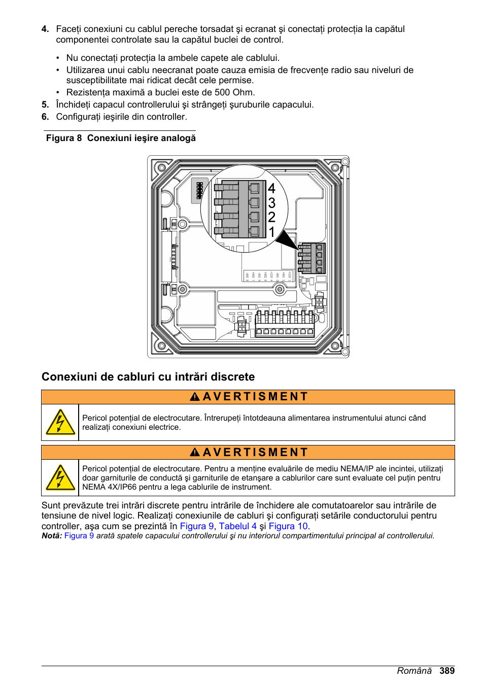 Conexiuni de cabluri cu intrări discrete, Figura 8, Astfel de ieşiri sunt utilizate în mod | Notã | Hach-Lange SC 200 Basic User Manual User Manual | Page 389 / 638