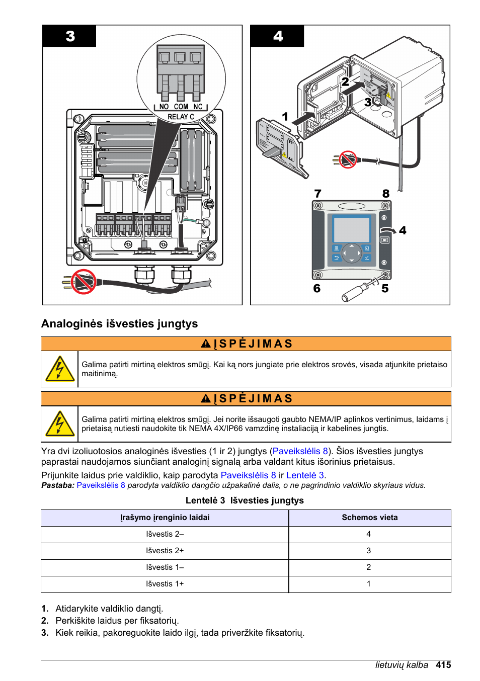 Analoginės išvesties jungtys | Hach-Lange SC 200 Basic User Manual User Manual | Page 415 / 638