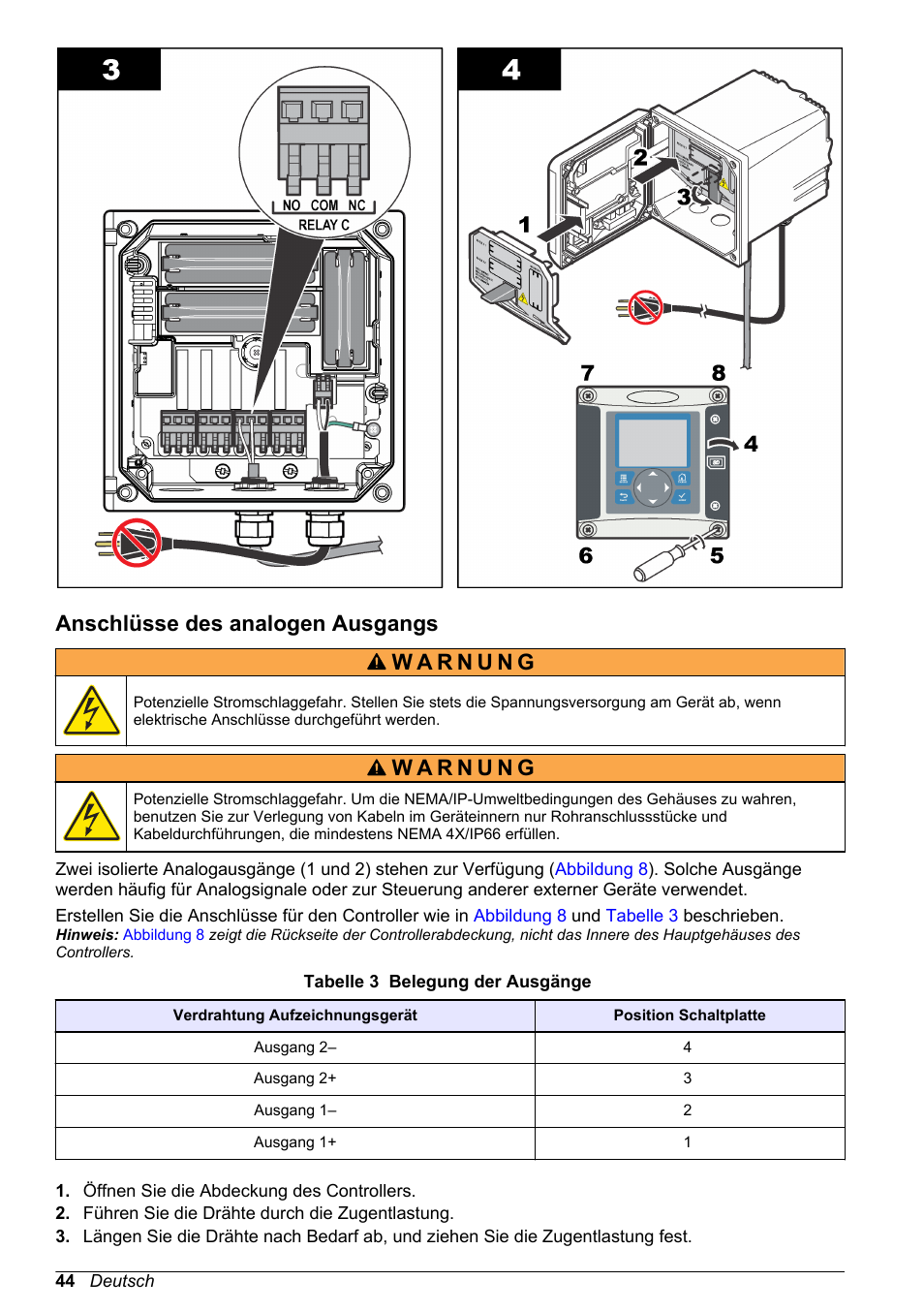 Anschlüsse des analogen ausgangs | Hach-Lange SC 200 Basic User Manual User Manual | Page 44 / 638