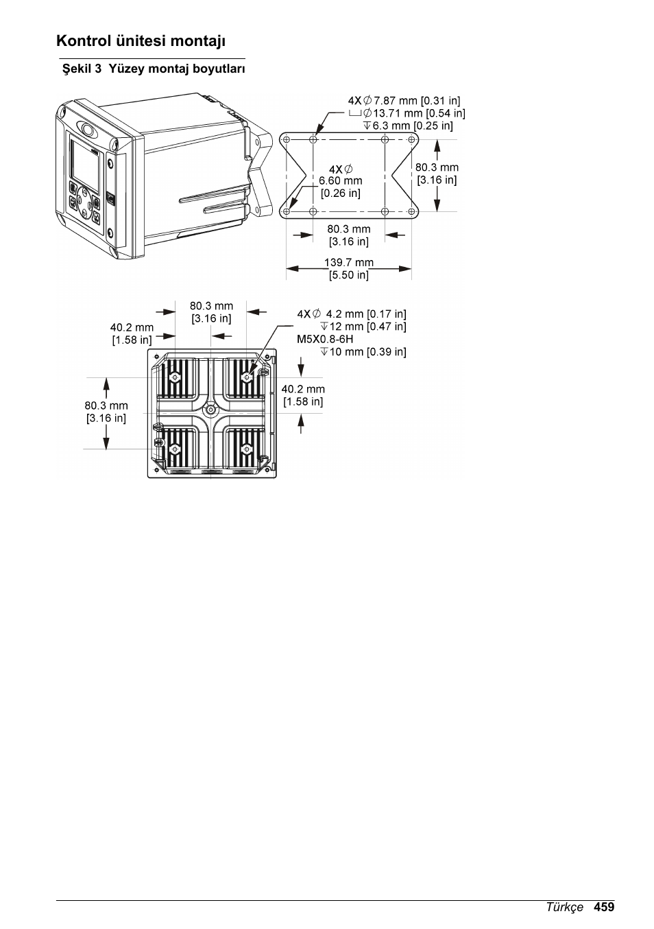 Kontrol ünitesi montajı, Şekil 3, Sayfa 459 | Hach-Lange SC 200 Basic User Manual User Manual | Page 459 / 638