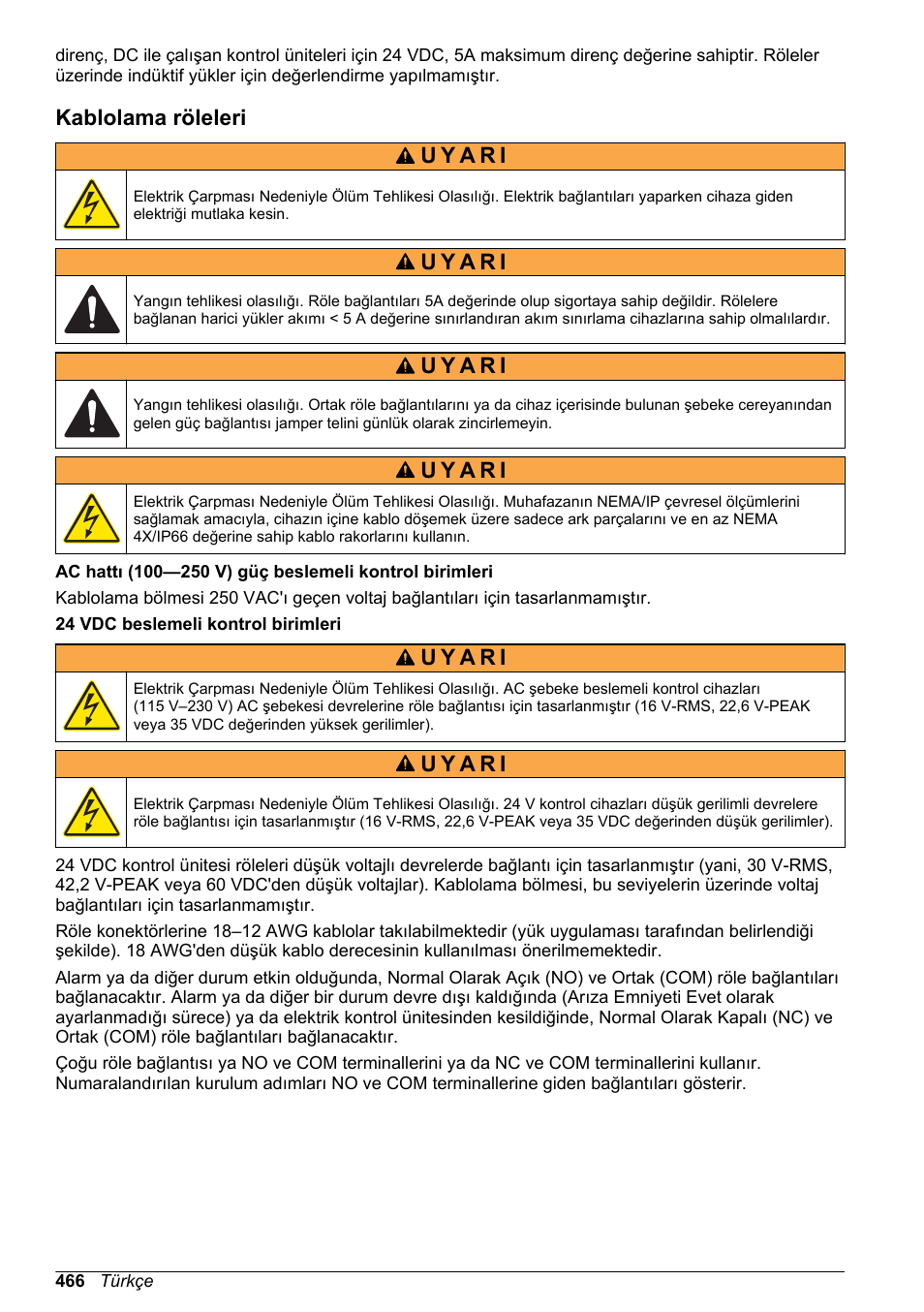 Kablolama röleleri | Hach-Lange SC 200 Basic User Manual User Manual | Page 466 / 638