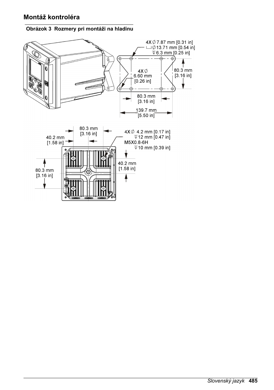 Montáž kontroléra, Obrázok 3, Na strane 485 | Hach-Lange SC 200 Basic User Manual User Manual | Page 485 / 638