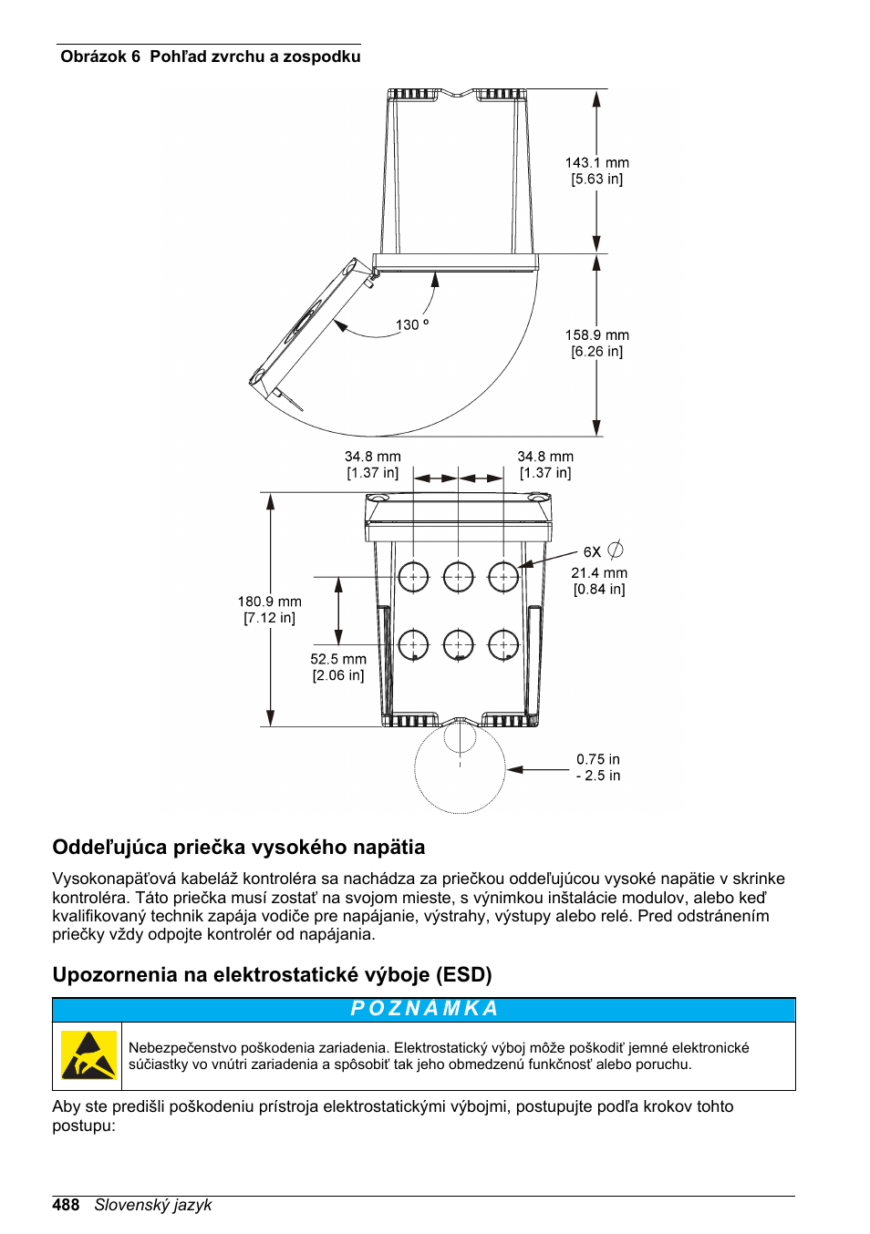 Oddeľujúca priečka vysokého napätia, Upozornenia na elektrostatické výboje (esd), Obrázok 6 | Na strane | Hach-Lange SC 200 Basic User Manual User Manual | Page 488 / 638