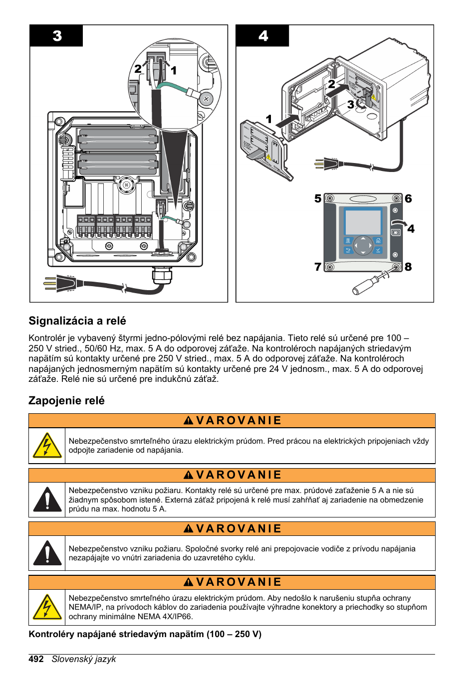 Signalizácia a relé, Zapojenie relé | Hach-Lange SC 200 Basic User Manual User Manual | Page 492 / 638