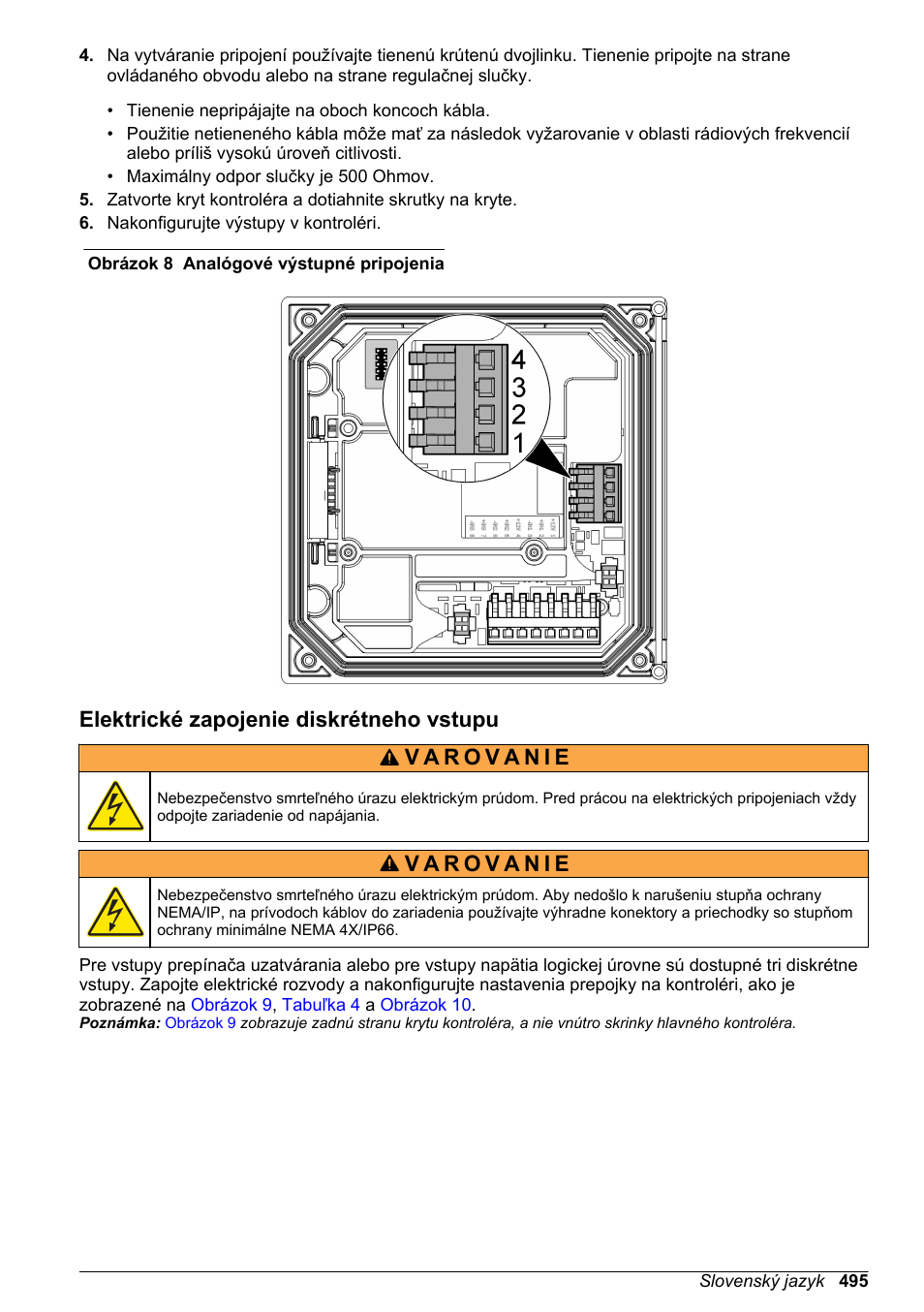 Elektrické zapojenie diskrétneho vstupu, Obrázok 8, Tieto výstupy sa bežne | Hach-Lange SC 200 Basic User Manual User Manual | Page 495 / 638