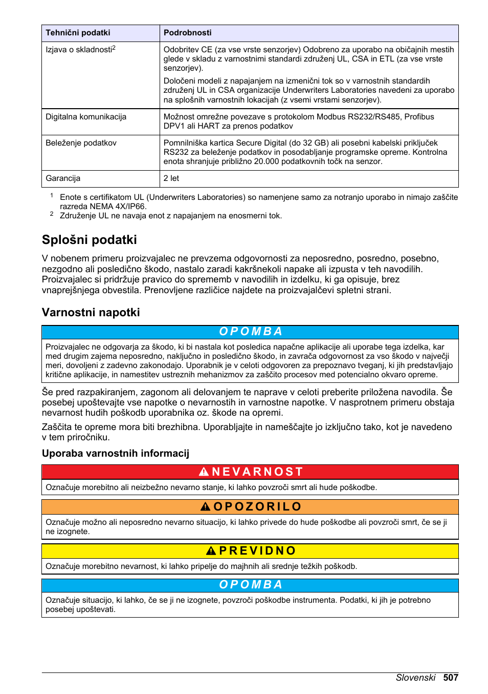 Splošni podatki, Varnostni napotki, Uporaba varnostnih informacij | Na strani 507 | Hach-Lange SC 200 Basic User Manual User Manual | Page 507 / 638