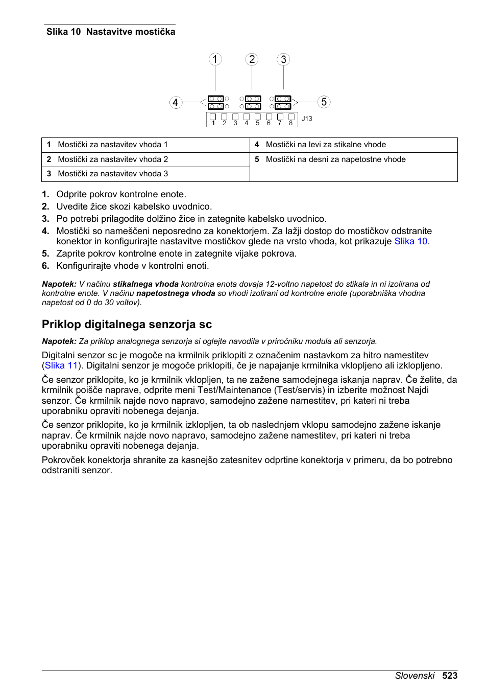 Priklop digitalnega senzorja sc, Vklopljen, glejte, Na strani 523 | Slika 10 | Hach-Lange SC 200 Basic User Manual User Manual | Page 523 / 638