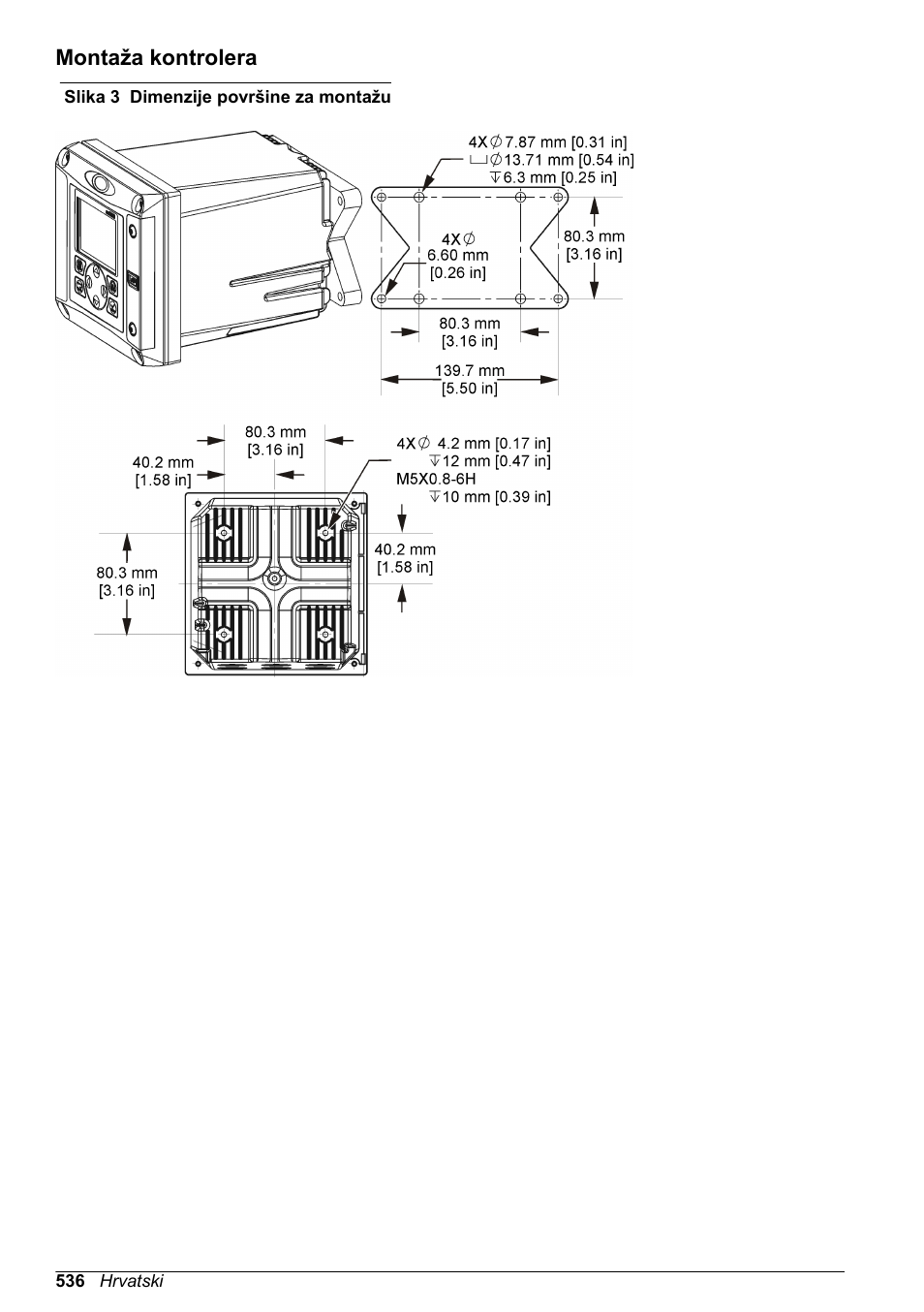 Montaža kontrolera, Slika 3 | Hach-Lange SC 200 Basic User Manual User Manual | Page 536 / 638