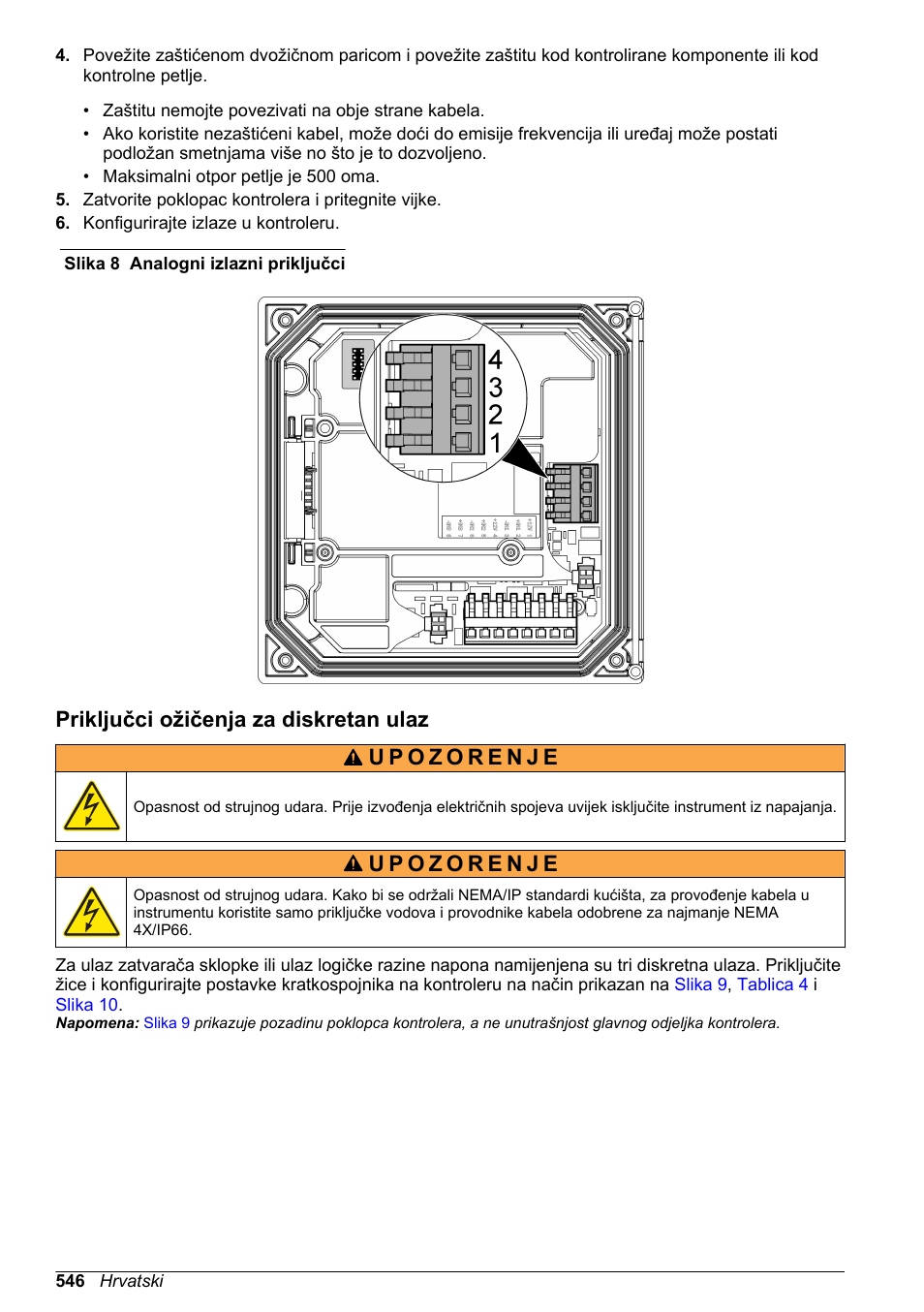 Priključci ožičenja za diskretan ulaz, Postoje dva izolirana analogna izlaza (1 i 2), Slika 8 | Takvi izlazi se u pravilu koriste za analogno | Hach-Lange SC 200 Basic User Manual User Manual | Page 546 / 638