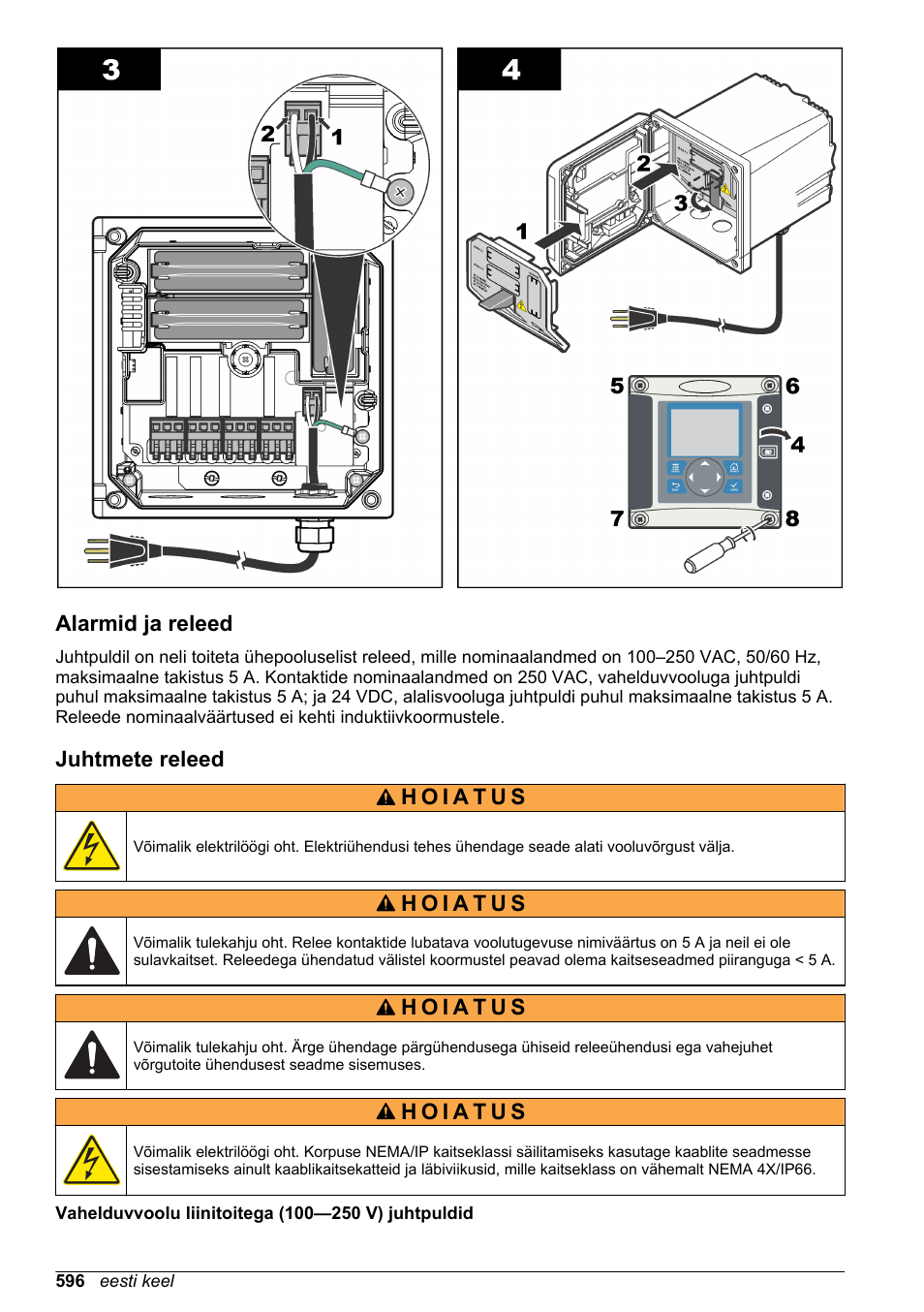 Alarmid ja releed, Juhtmete releed | Hach-Lange SC 200 Basic User Manual User Manual | Page 596 / 638