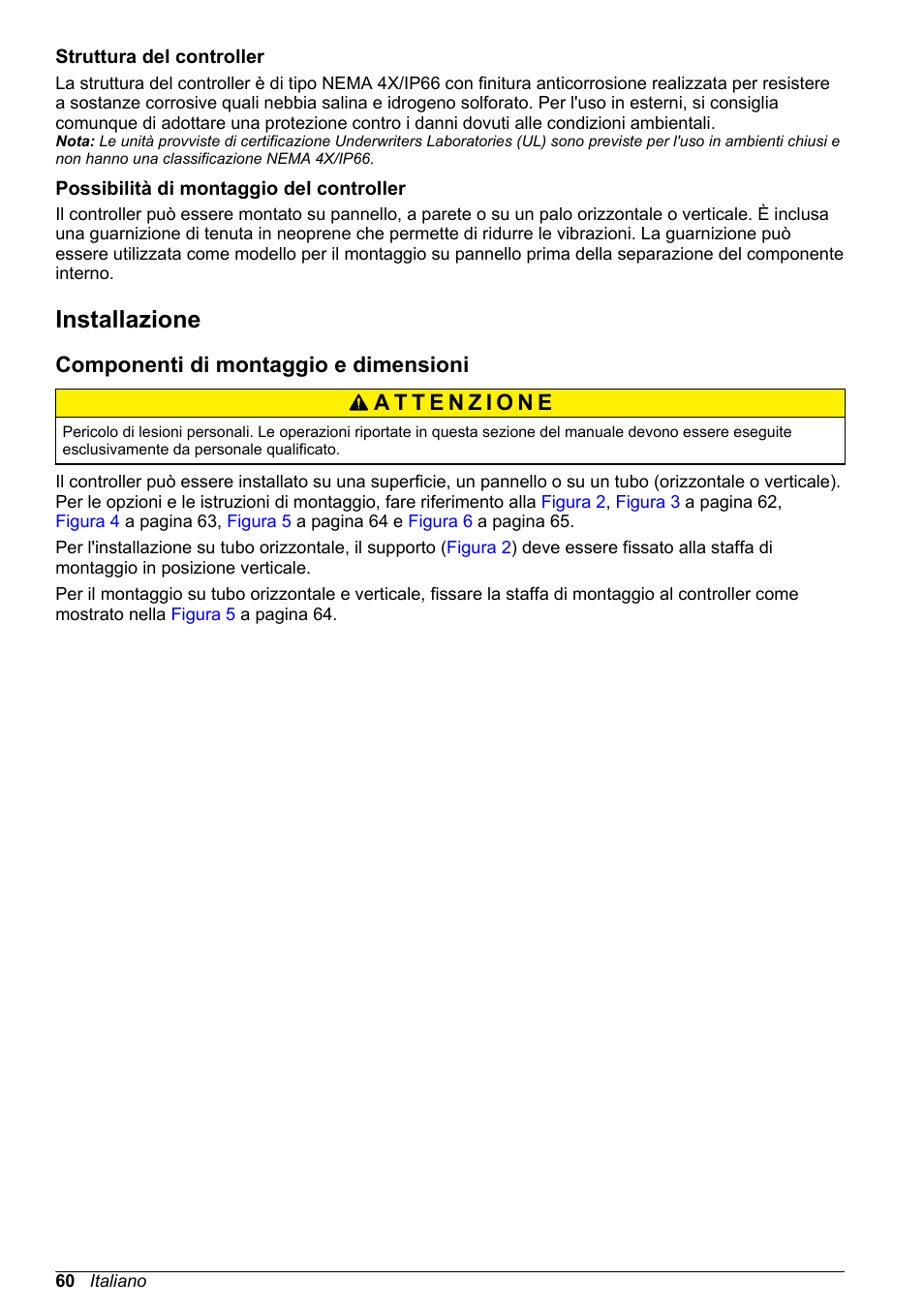 Struttura del controller, Possibilità di montaggio del controller, Installazione | Componenti di montaggio e dimensioni | Hach-Lange SC 200 Basic User Manual User Manual | Page 60 / 638