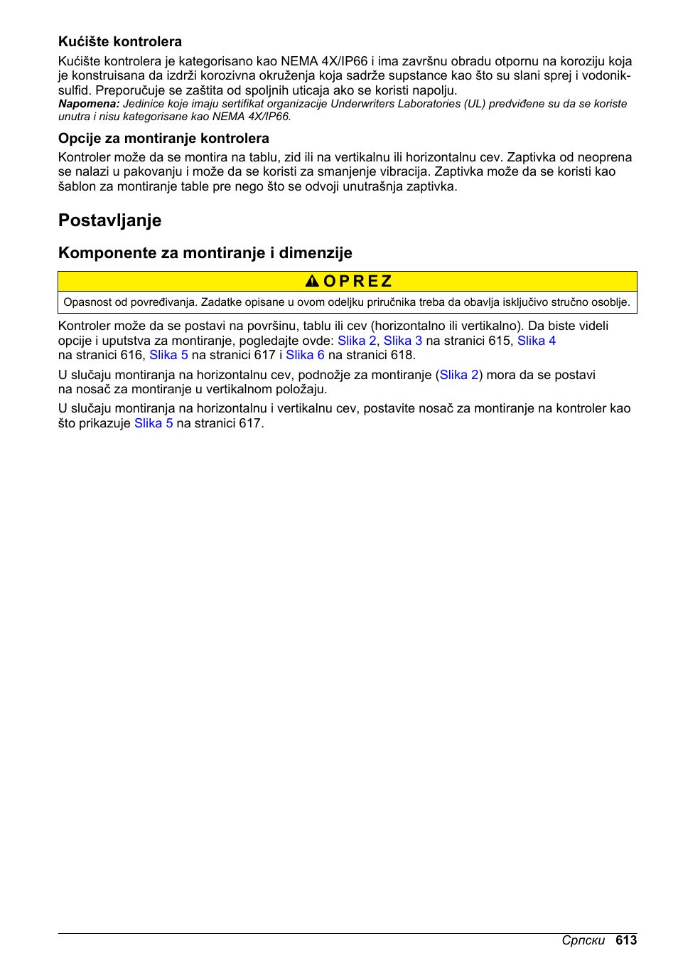 Kućište kontrolera, Opcije za montiranje kontrolera, Postavljanje | Komponente za montiranje i dimenzije | Hach-Lange SC 200 Basic User Manual User Manual | Page 613 / 638